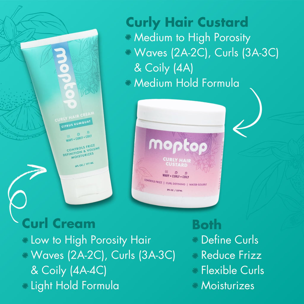 MopTop Curl Cream - Frizz Control, Curl Definition & Volume for Wavy, Curly & Coily Hair (6oz)