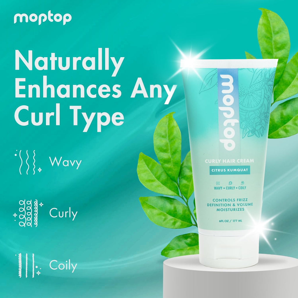 MopTop Curl Cream - Frizz Control, Curl Definition & Volume for Wavy, Curly & Coily Hair (6oz)