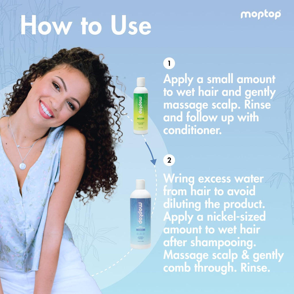 MopTop Sulfate Free Shampoo & Conditioner for Curly Hair – 2 Pack