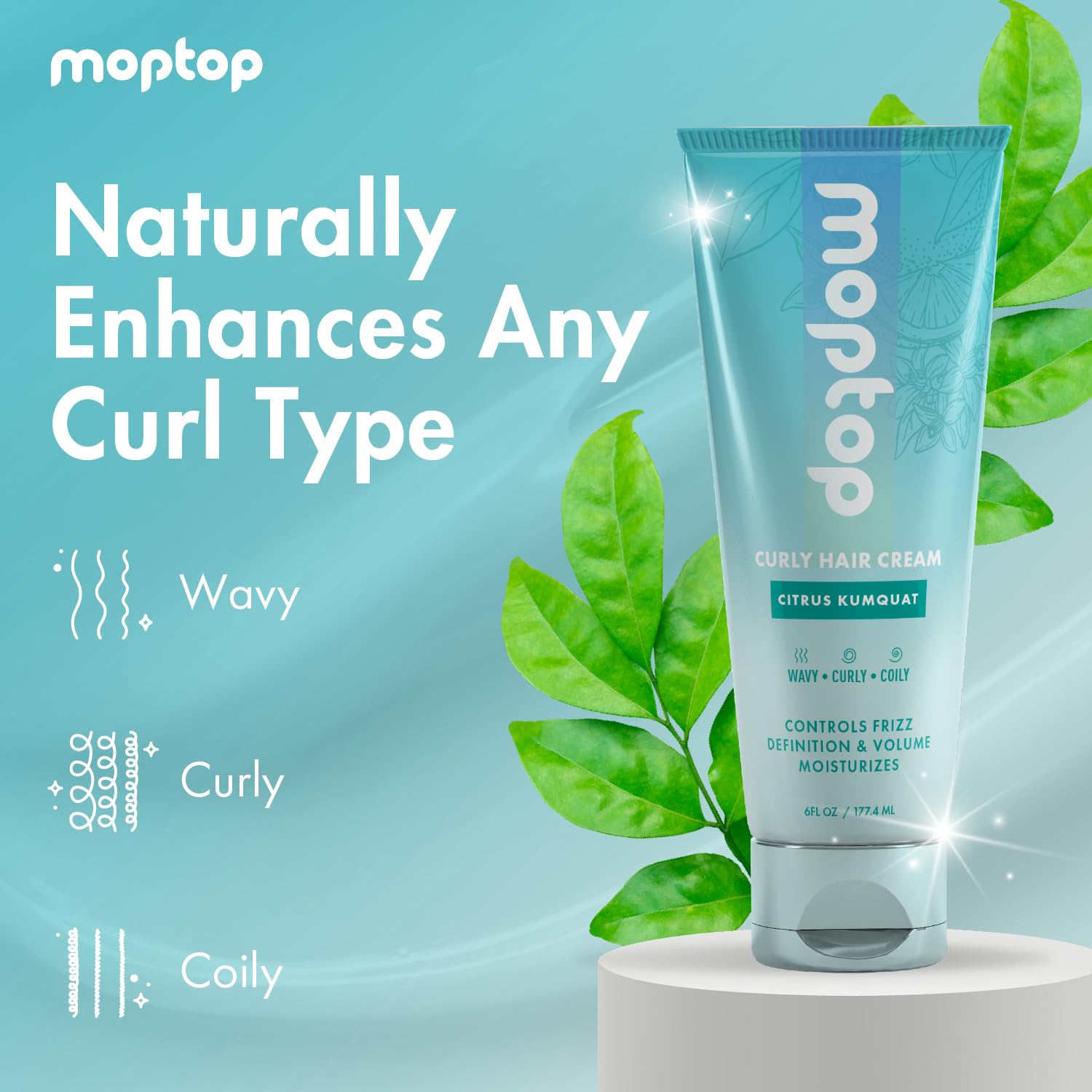 MopTop Curly Hair Products Set – Moisturizing Wavy Routine with Leave-In Conditioner, Mongongo Oil, Cream & Custard