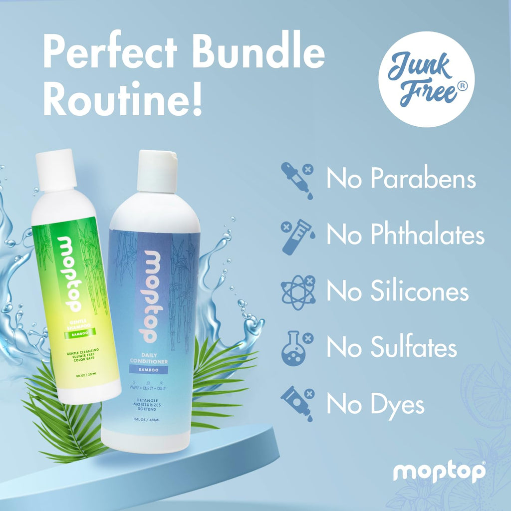 MopTop Sulfate Free Shampoo & Conditioner for Curly Hair – 2 Pack