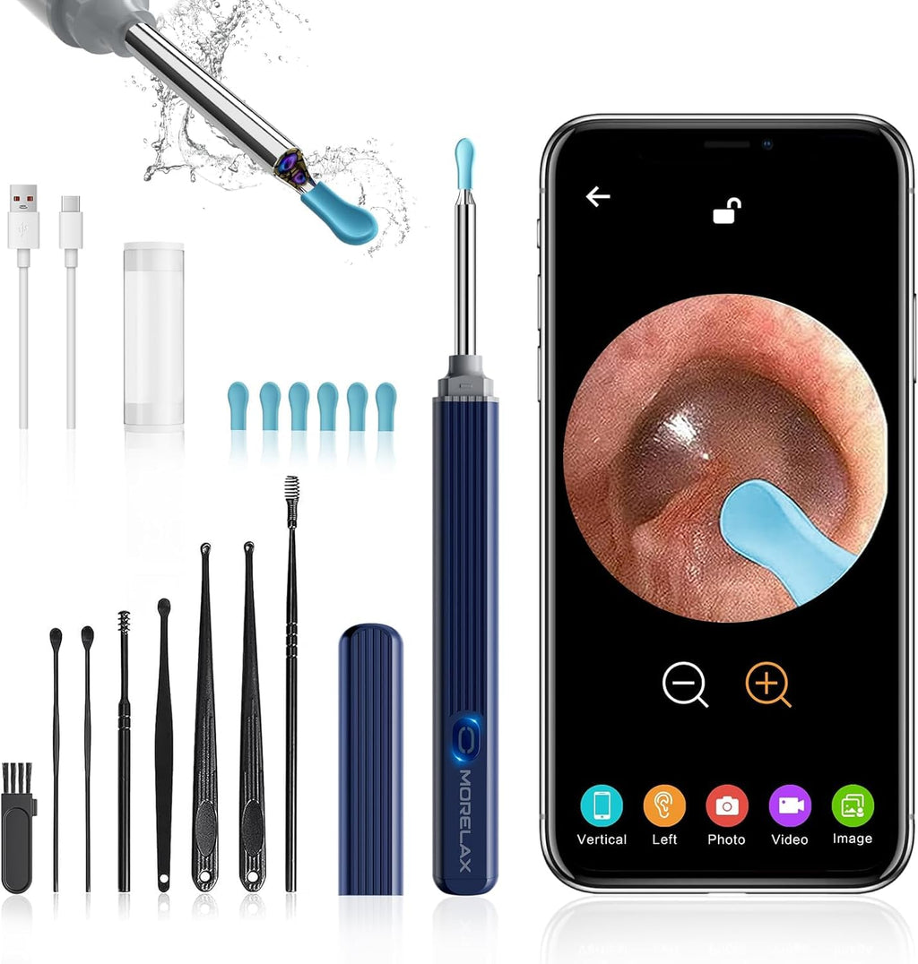 Morelax Ear Wax Removal Kit with 1080P Camera – 8-Piece Ear Set & 6 Scoops
