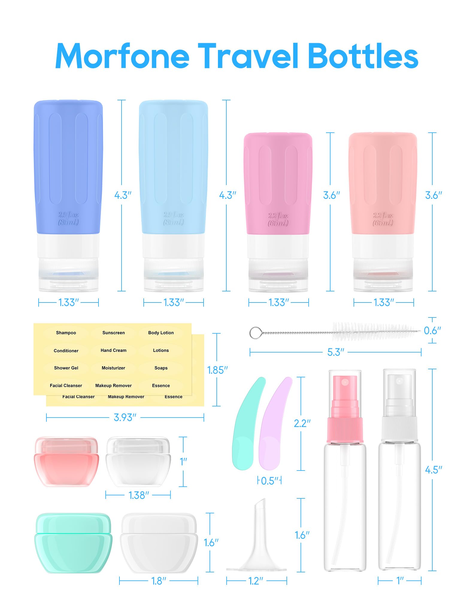 Morfone 16 Pack Travel Bottles Set – TSA-Approved Silicone Containers, Leak-Proof & Reusable