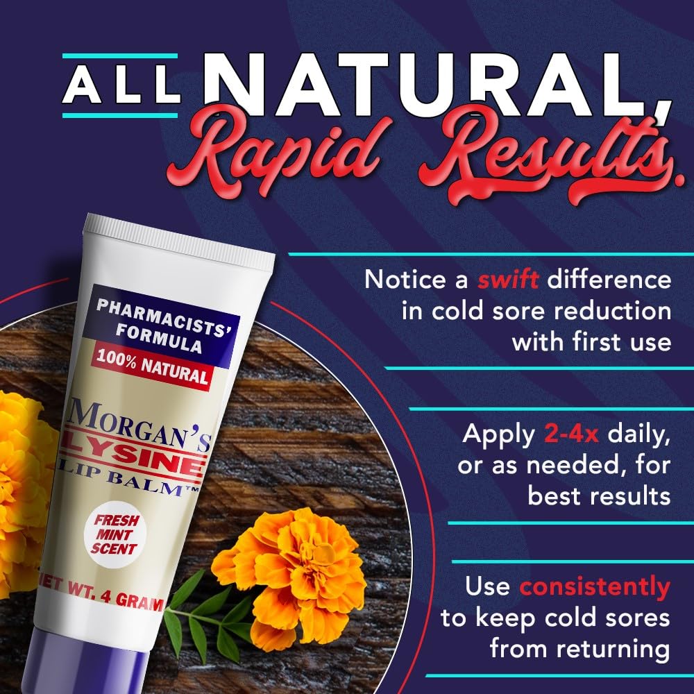 Morgan's Lysine Lip Balm | Natural Lip Care with Minty Scent