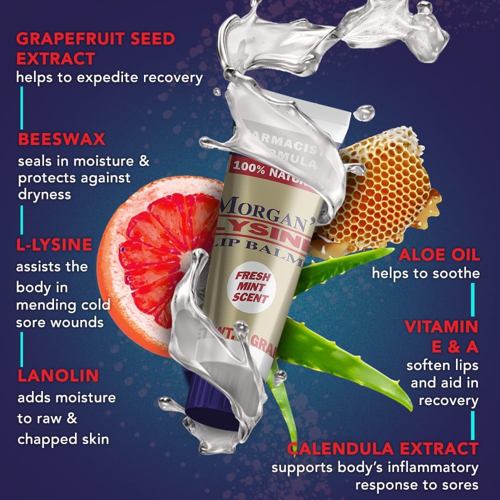 Morgan's Lysine Lip Balm | Natural Lip Care with Minty Scent