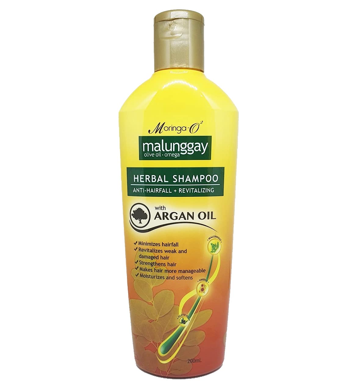 Moringa-O2 Malunggay Herbal Shampoo with Argan Oil 200mL | Nourishing Hair Care