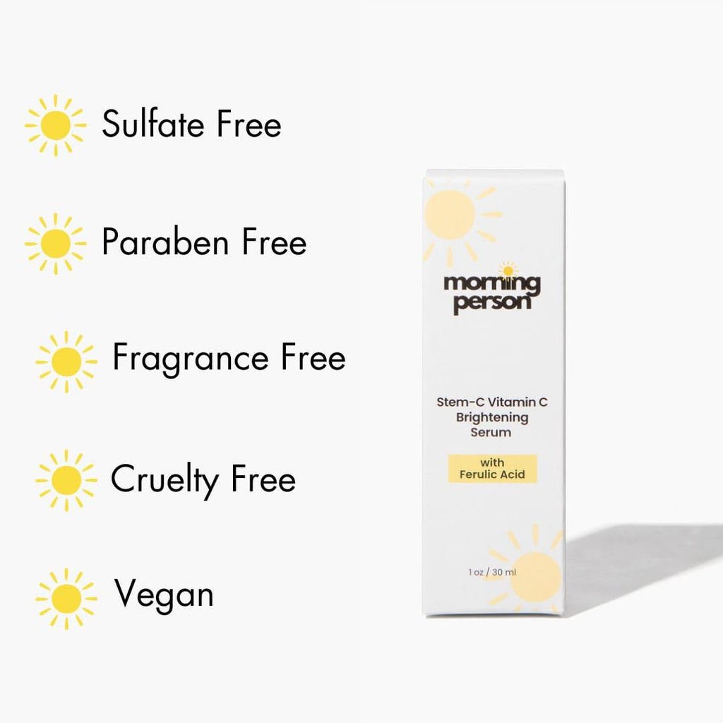 Morning Person Stem-C Vitamin C Brightening Serum | Ferulic, Hyaluronic Acid & Vitamin E