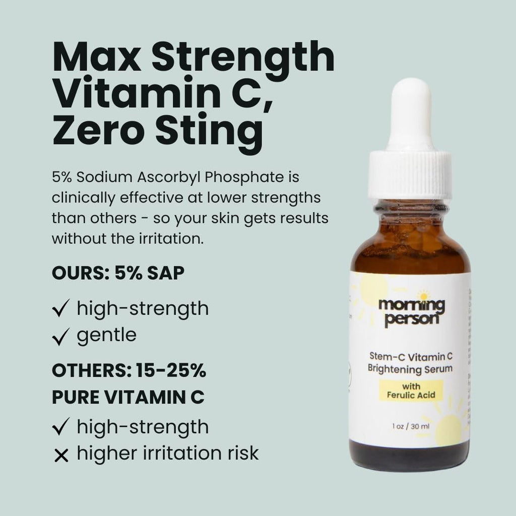 Morning Person Stem-C Vitamin C Brightening Serum | Ferulic, Hyaluronic Acid & Vitamin E