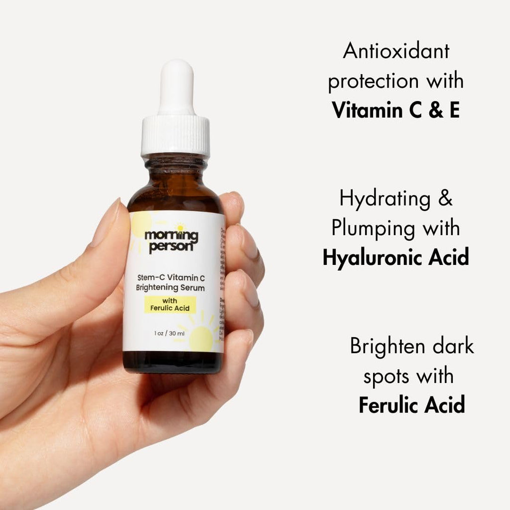Morning Person Stem-C Vitamin C Brightening Serum | Ferulic, Hyaluronic Acid & Vitamin E