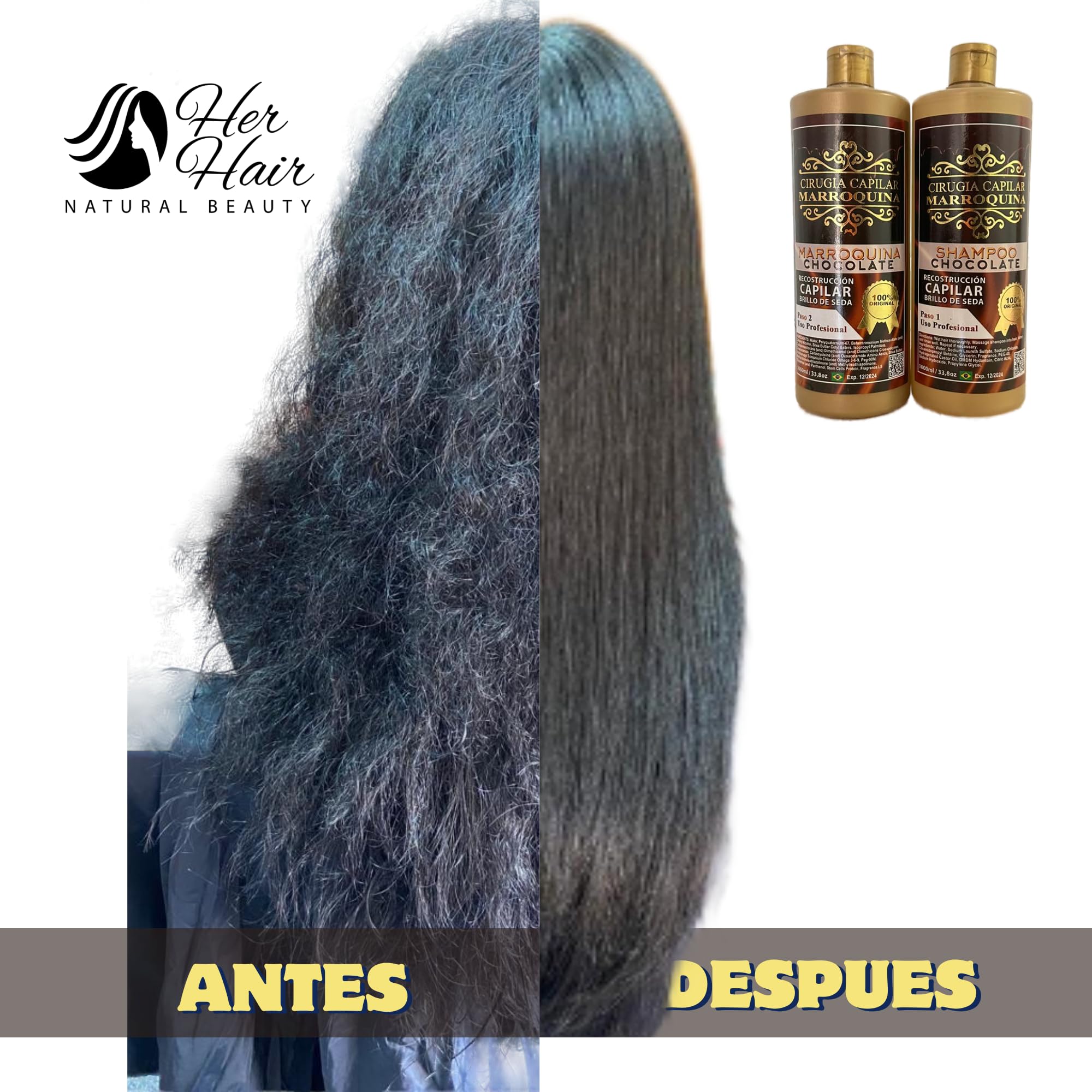 Moroccan Chocolate Hair Care Kit – 33.8 oz, 2-Step Deep Hydration, Wave Control & Extreme Shine