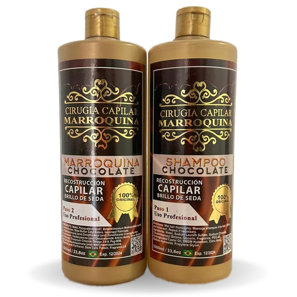 Moroccan Chocolate Hair Care Kit – 33.8 oz, 2-Step Deep Hydration, Wave Control & Extreme Shine