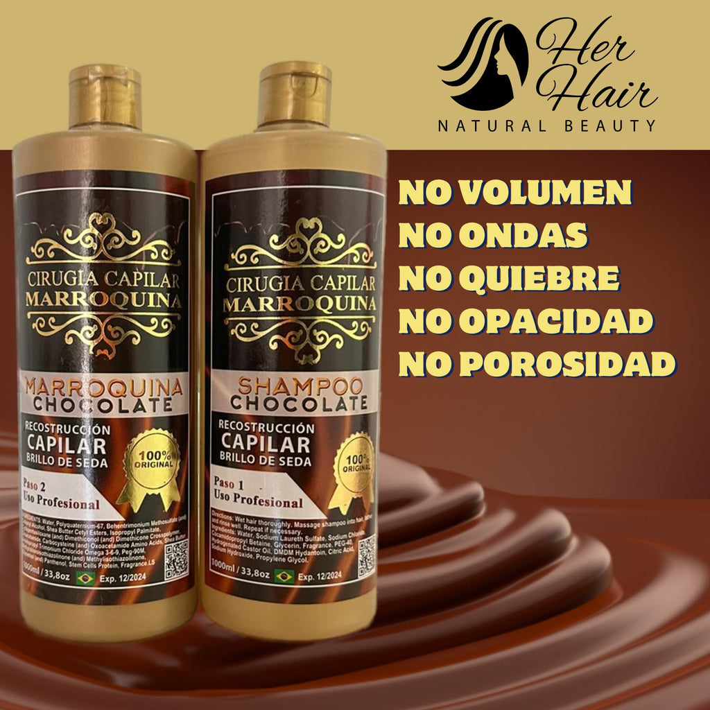 Moroccan Chocolate Hair Care Kit – 33.8 oz, 2-Step Deep Hydration, Wave Control & Extreme Shine