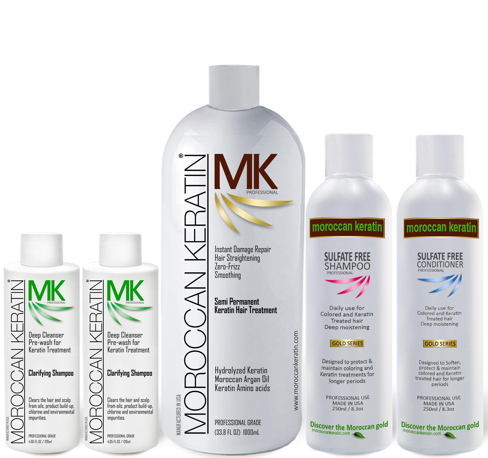 Moroccan Keratin Gold Series XL Value Set 1000ML – Professional Brazilian Keratin Hair Treatment
