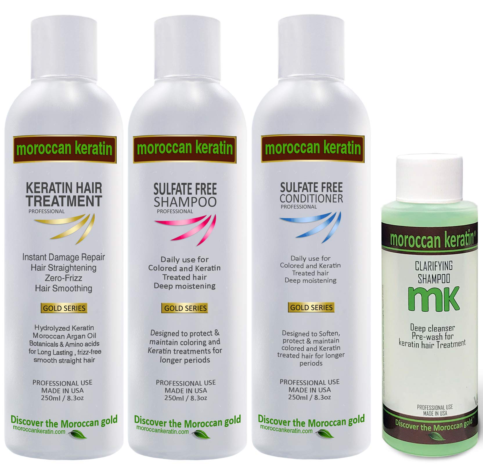 Moroccan Keratin Gold Series | Brazilian Keratin Hair Treatment 4-Piece Set