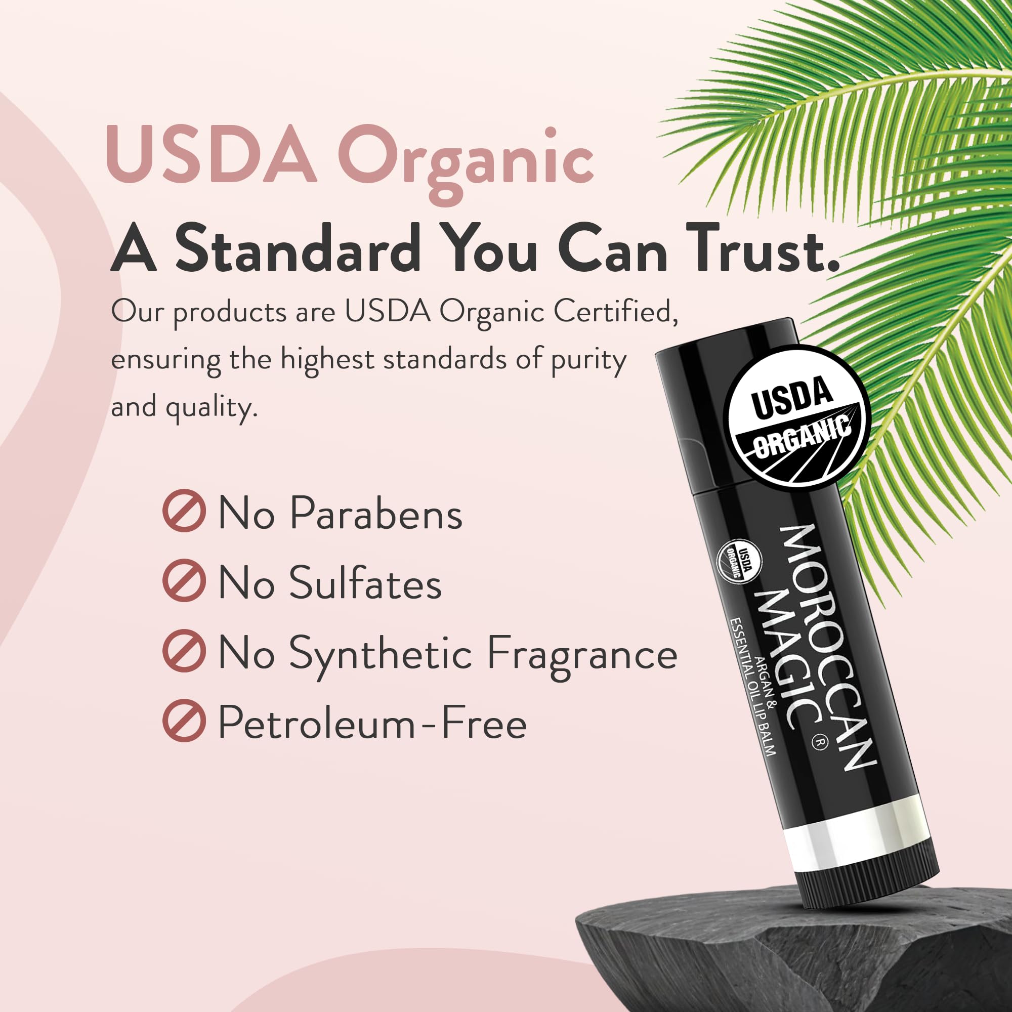 Moroccan Magic Organic Lip Balm Variety 3 Pack – Rose, Peppermint Eucalyptus, Lemon Thyme