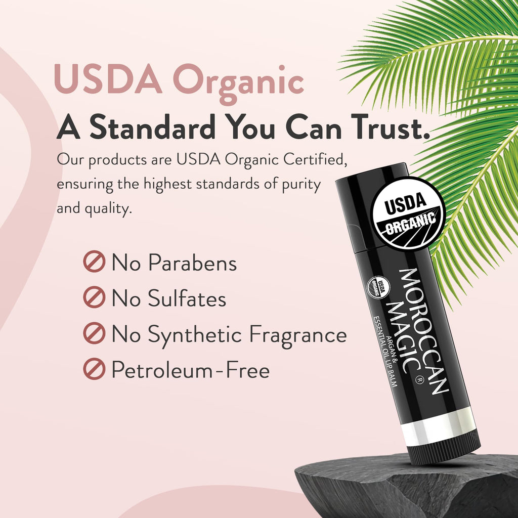 Moroccan Magic Organic Lip Balm 5-Piece Gift Set | Ultra-Hydrating Argan Oil Lip Care