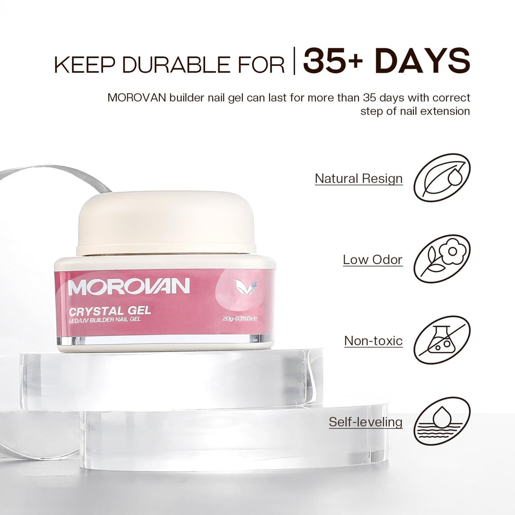 Morovan Builder Gel for Nails | Long-Lasting Clear Hard Gel for Extensions & Nail Art