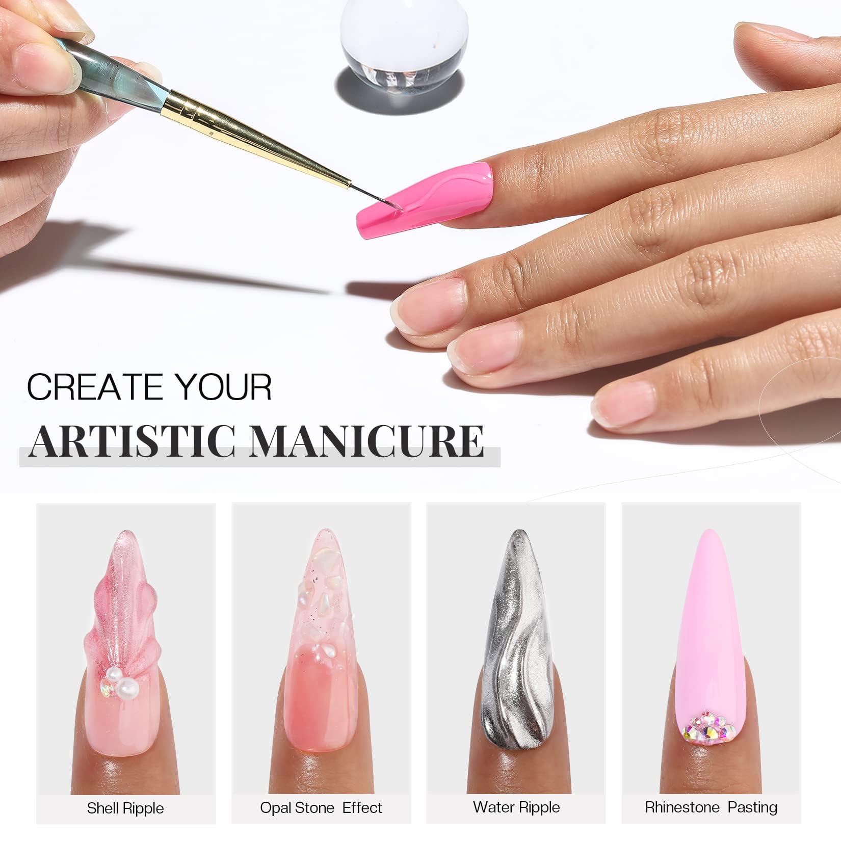 Morovan Clear Builder Gel for Nails – UV/LED Hard Gel Kit, 2oz with Forms & Brush