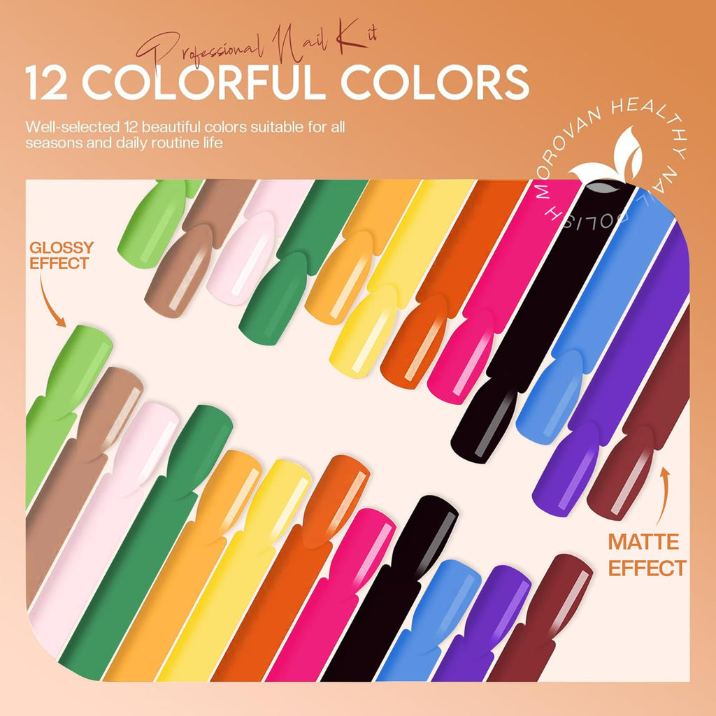 Morovan Acrylic Powder Set – 12 Colors for Nail Art & Extensions