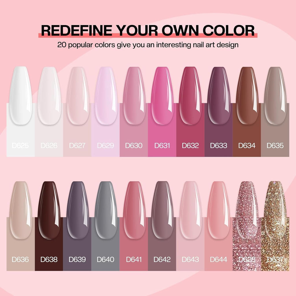 Morovan Dip Powder Nail Kit — 27-Piece Starter Set, 20 Colors + Liquid System for At-Home Nail Art