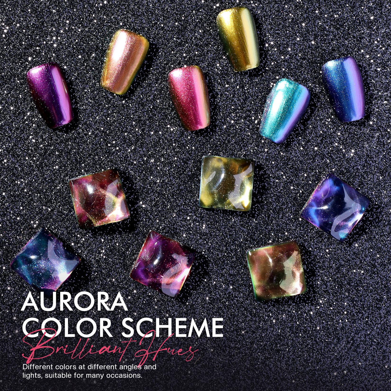Morovan 6-Color Holographic Chrome Ombre Nail Polish Set – Air-Dry, Non-Toxic 0.27oz