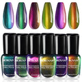 Morovan 6-Color Holographic Chrome Ombre Nail Polish Set – Air-Dry, Non-Toxic 0.27oz