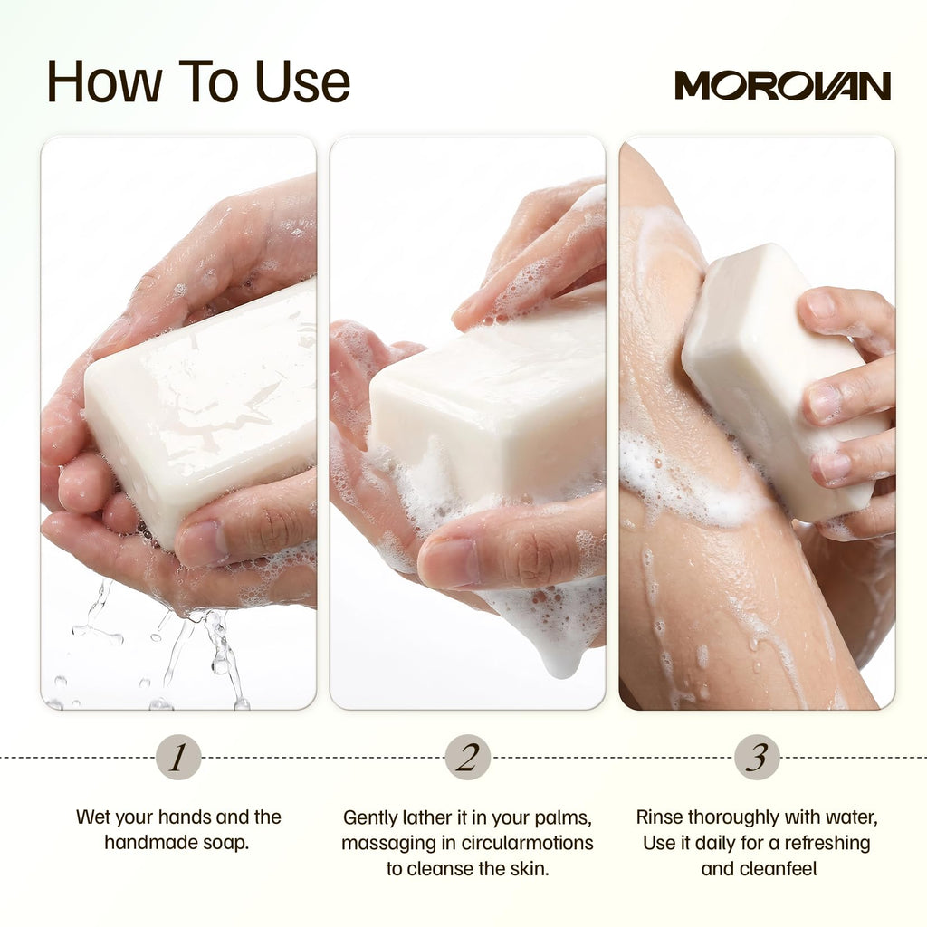 Morovan Goat Milk Soap – Gentle Moisturizing 3-Bar Pack for Dry & Sensitive Skin