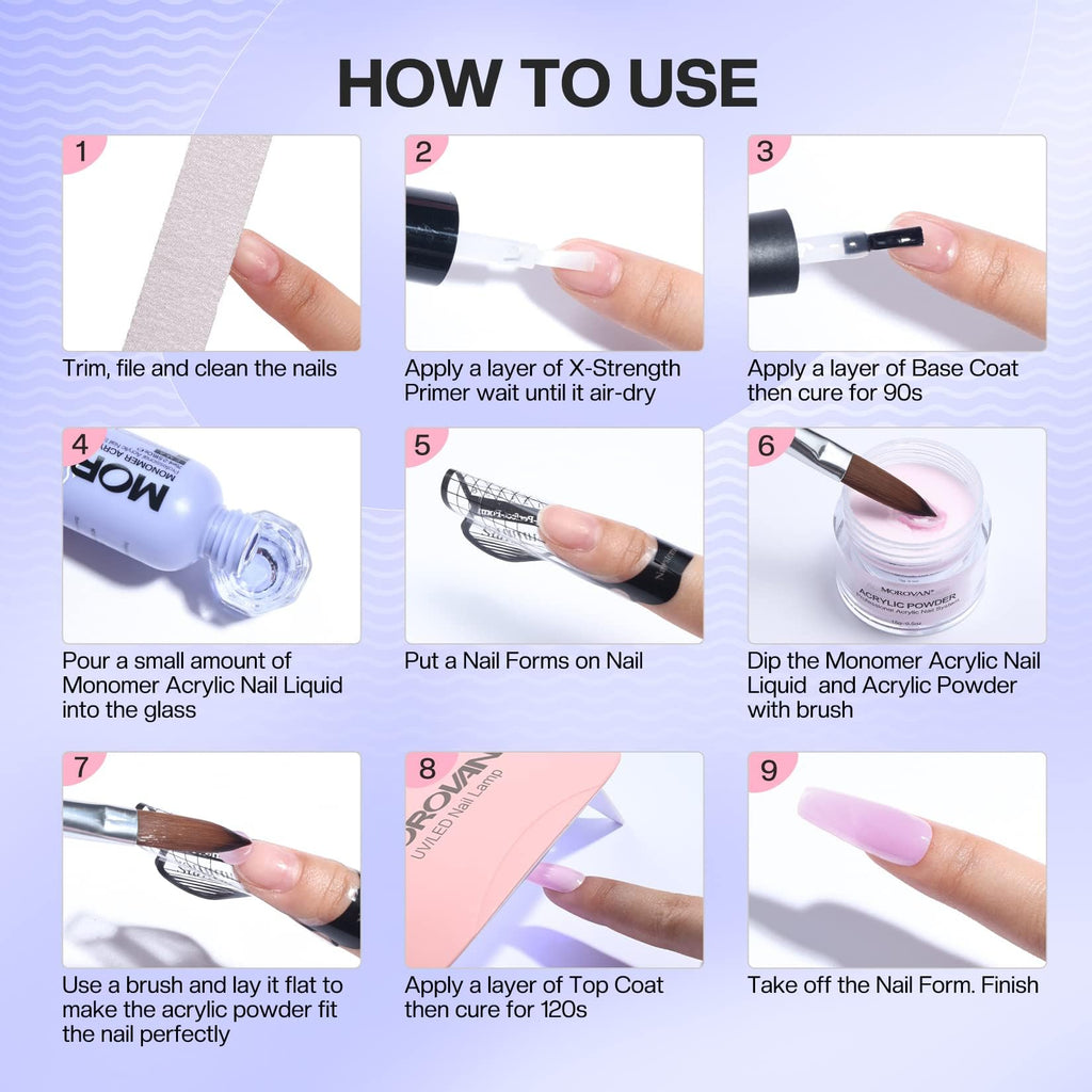 Morovan Monomer Acrylic Nail Liquid 8oz – MMA-Free, Non-Yellowing for Acrylic Extensions