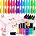 Morovan 2025 Nail Polish Set – 15-Piece Rainbow Collection with Quick-Dry Base & Top Coat