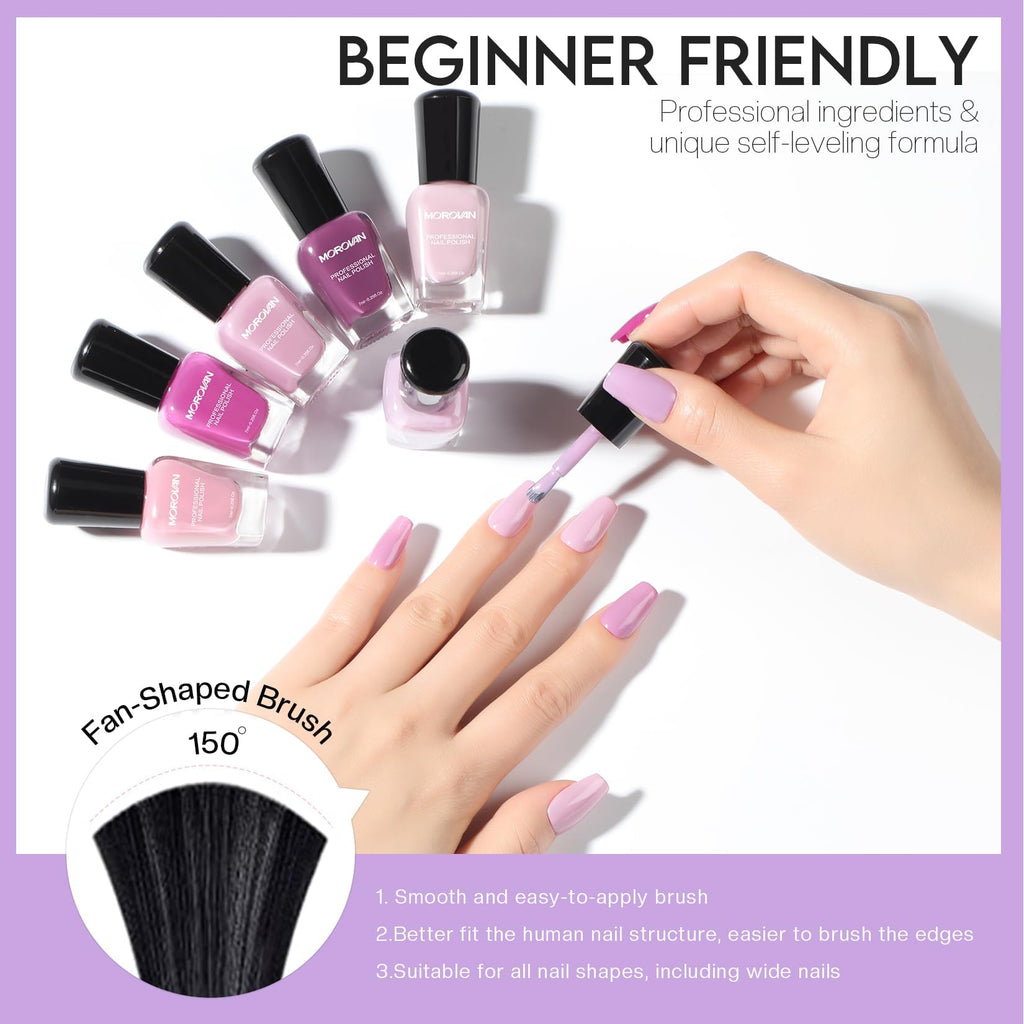 Morovan Nail Polish Set Lilac Light Purple | Quick Dry 0.25oz Glossy Finish