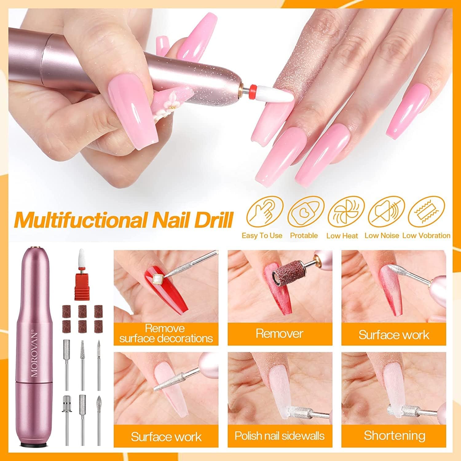 Morovan Acrylic Nail Kit for Beginners – Complete Starter Set with 3 Colors Powder & Glitter