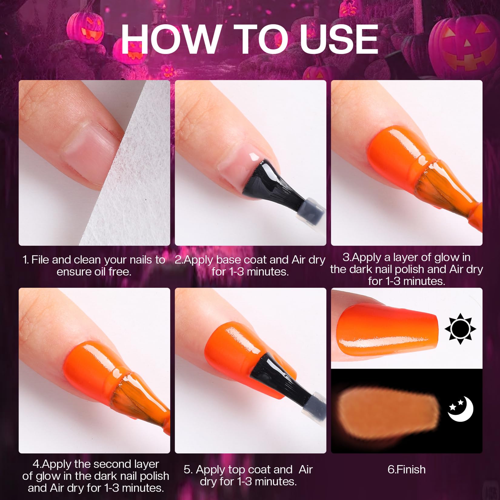 Morovan Neon Nail Polish Set — Glow-In-The-Dark, Quick-Dry, Long-Lasting Neon Colors for Holidays