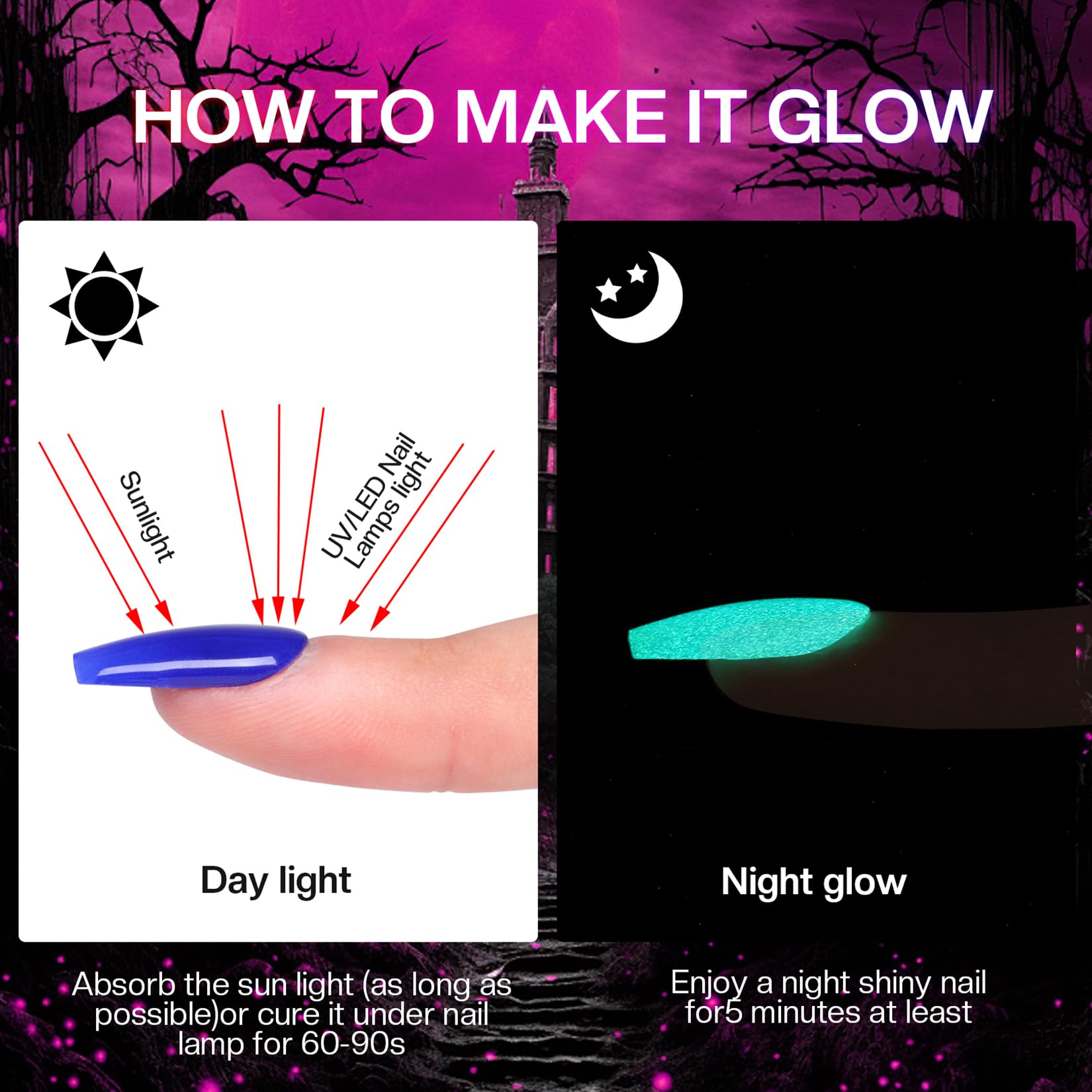 Morovan Neon Nail Polish Set — Glow-In-The-Dark, Quick-Dry, Long-Lasting Neon Colors for Holidays