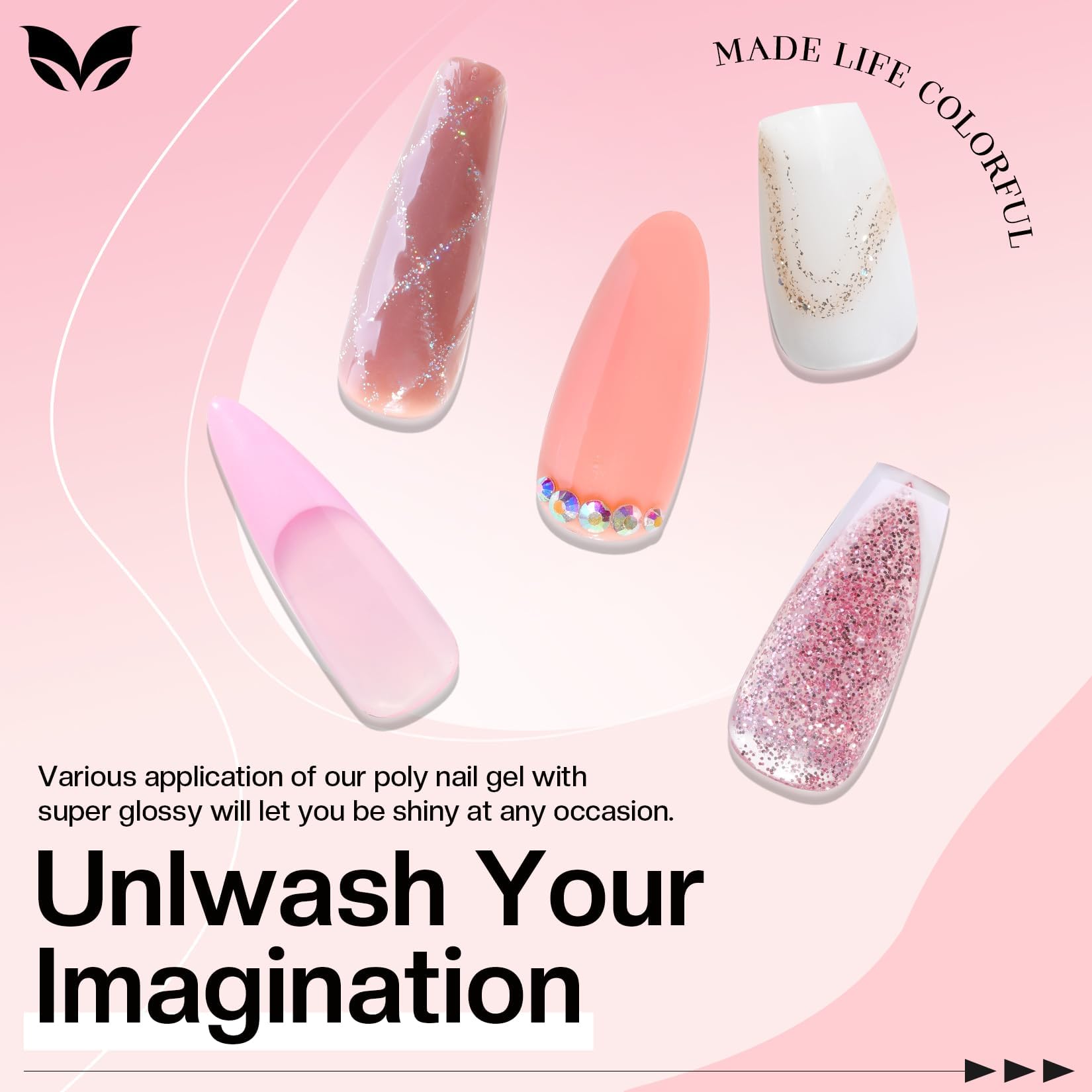 Morovan Poly Gel Nail Colors – 6 Pink Nude Colors for DIY Nail Extensions (15 g)