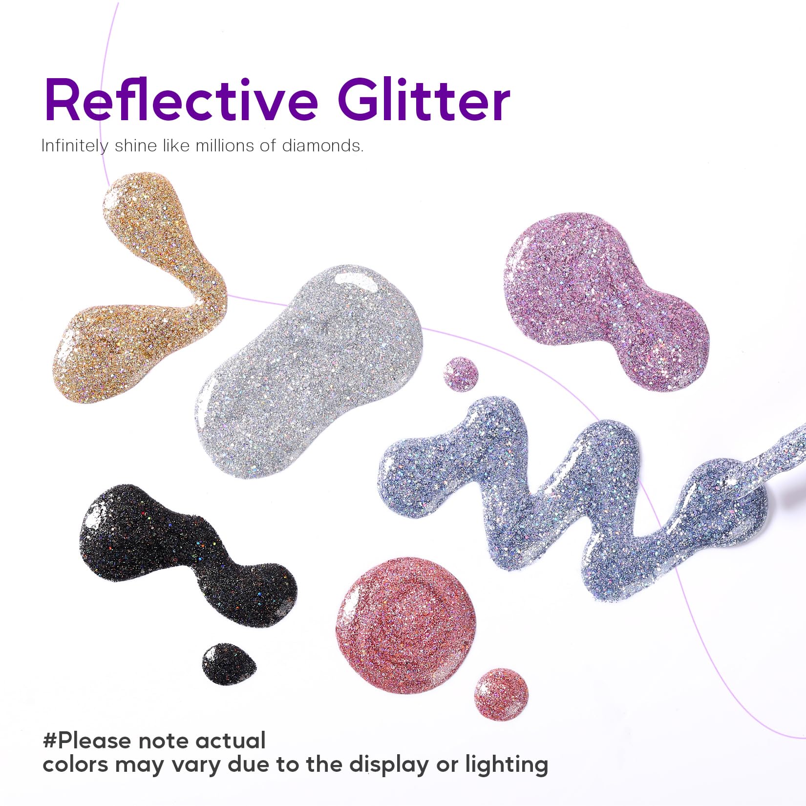 Morovan Glitter Nail Polish Set — Quick Dry Sparkle 6-Color Kit (Gold Silver Black)