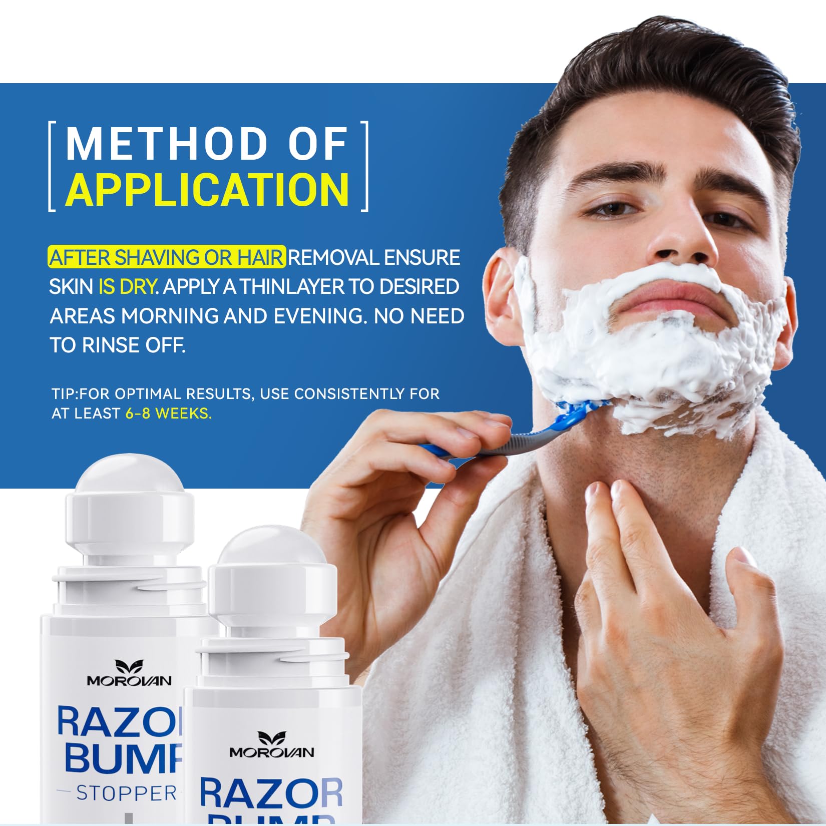 Morovan Razor Bumps & Ingrown Hair Serum — 3.38 fl oz for Body, Face (Beard), Bikini | Post-Shave & After-Wax Care