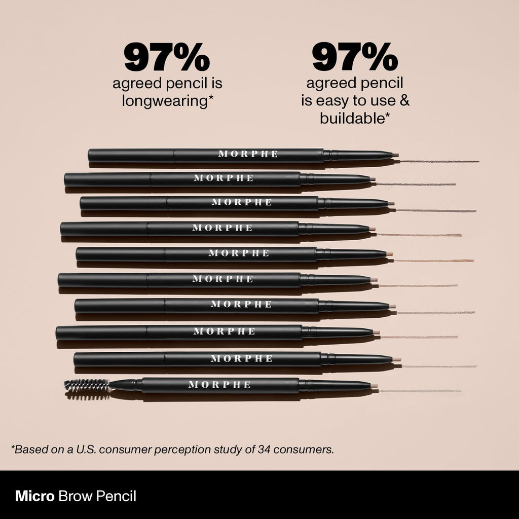 MORPHE Micro Dual Eyebrow Pencil - Retractable, Ultra-Precise Dual-Ended Brow Pencil in Chocolate Mousse (0.003 oz)