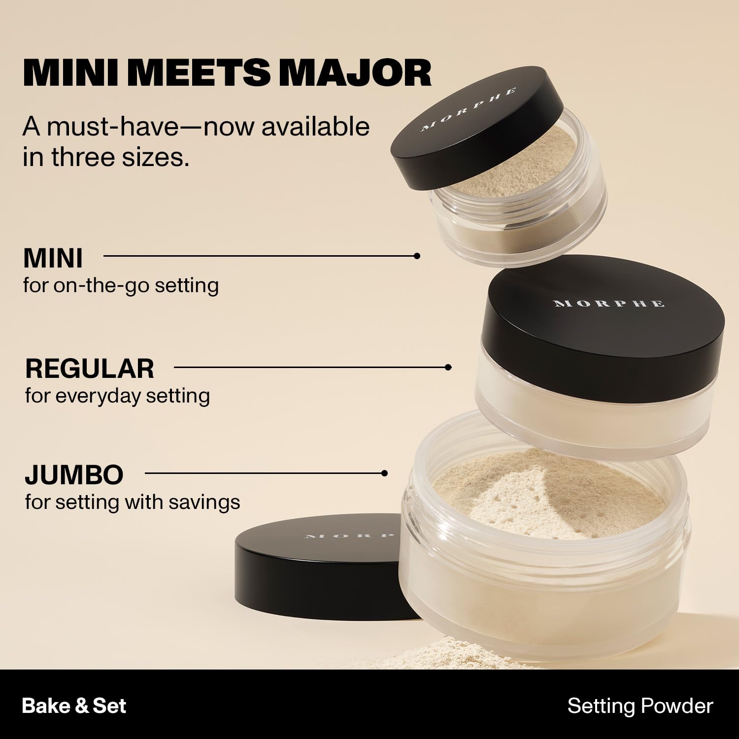 MORPHE Mini Bake & Set Translucent Powder — Talc-Free Finishing Powder (0.09 oz) for a Soft Natural Look