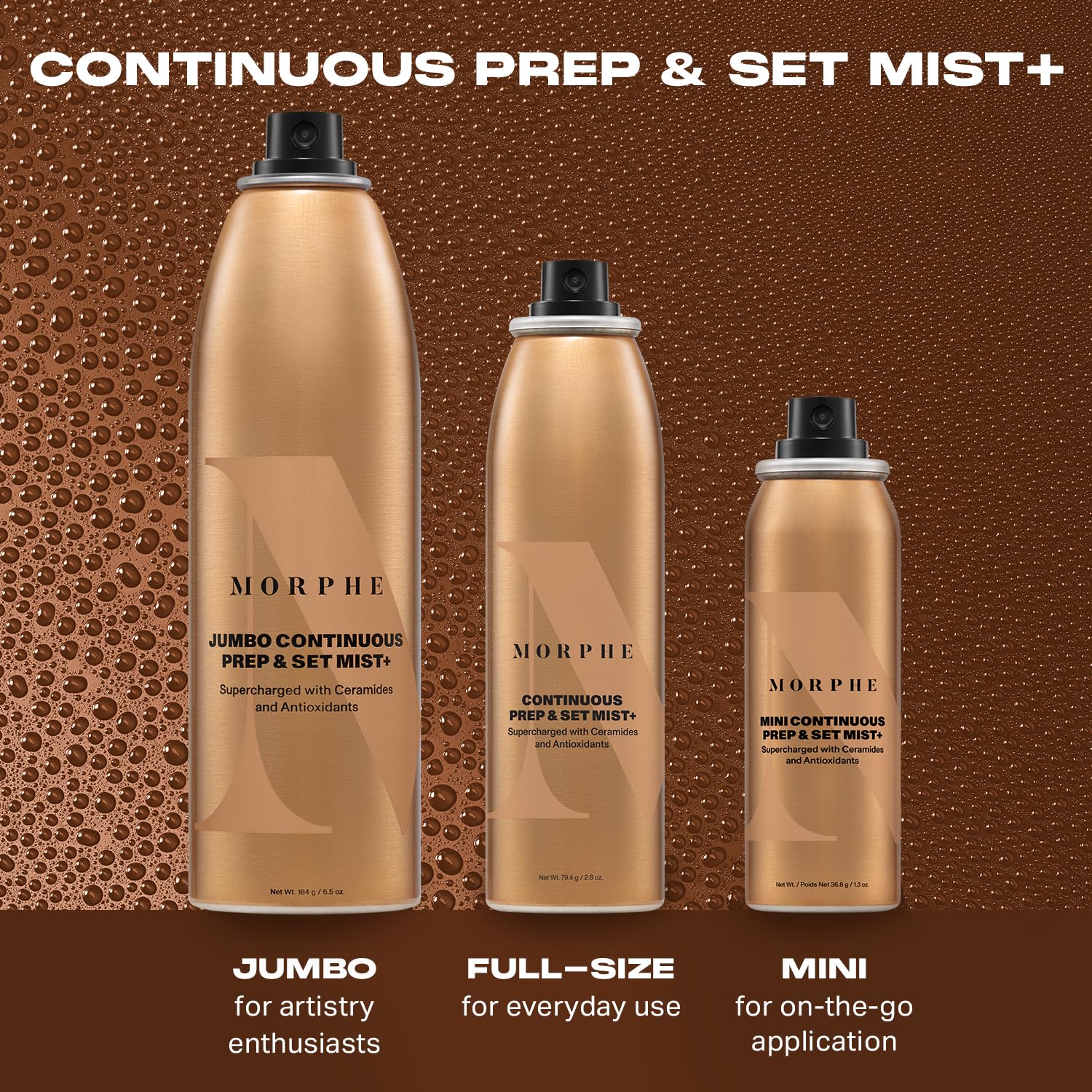 MORPHE Mini Continuous Prep & Set Spray – Travel Size Hydrating Ceramide Mist