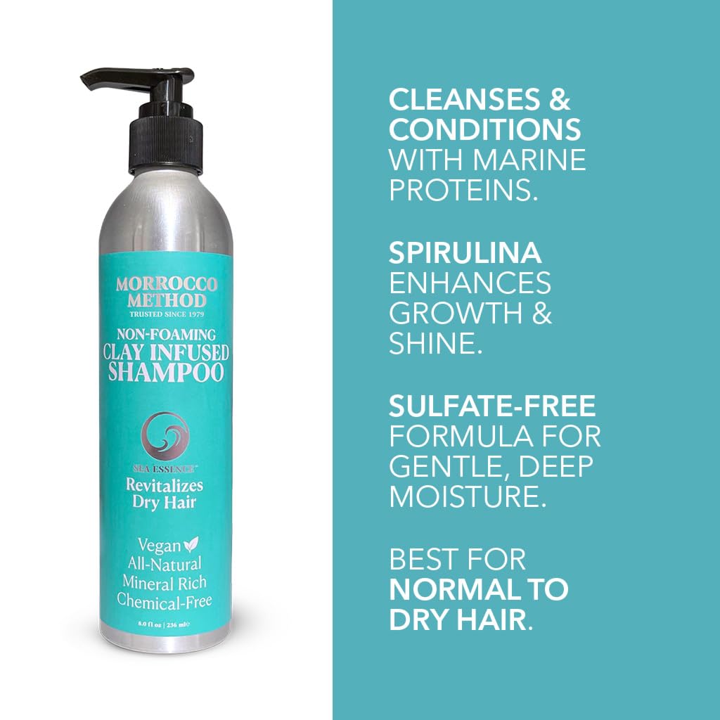 Morrocco Method Sea Essence Non-Foaming Shampoo – Deep Hydration for Dry Hair, Vegan & Mineral Rich (8 oz)
