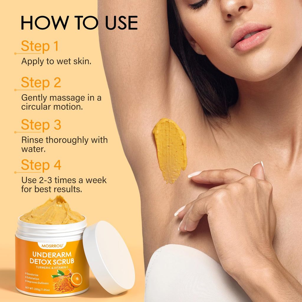MOSRROU Underarm Detox Scrub with Turmeric & Vitamin C | Odor Control & Even Tone