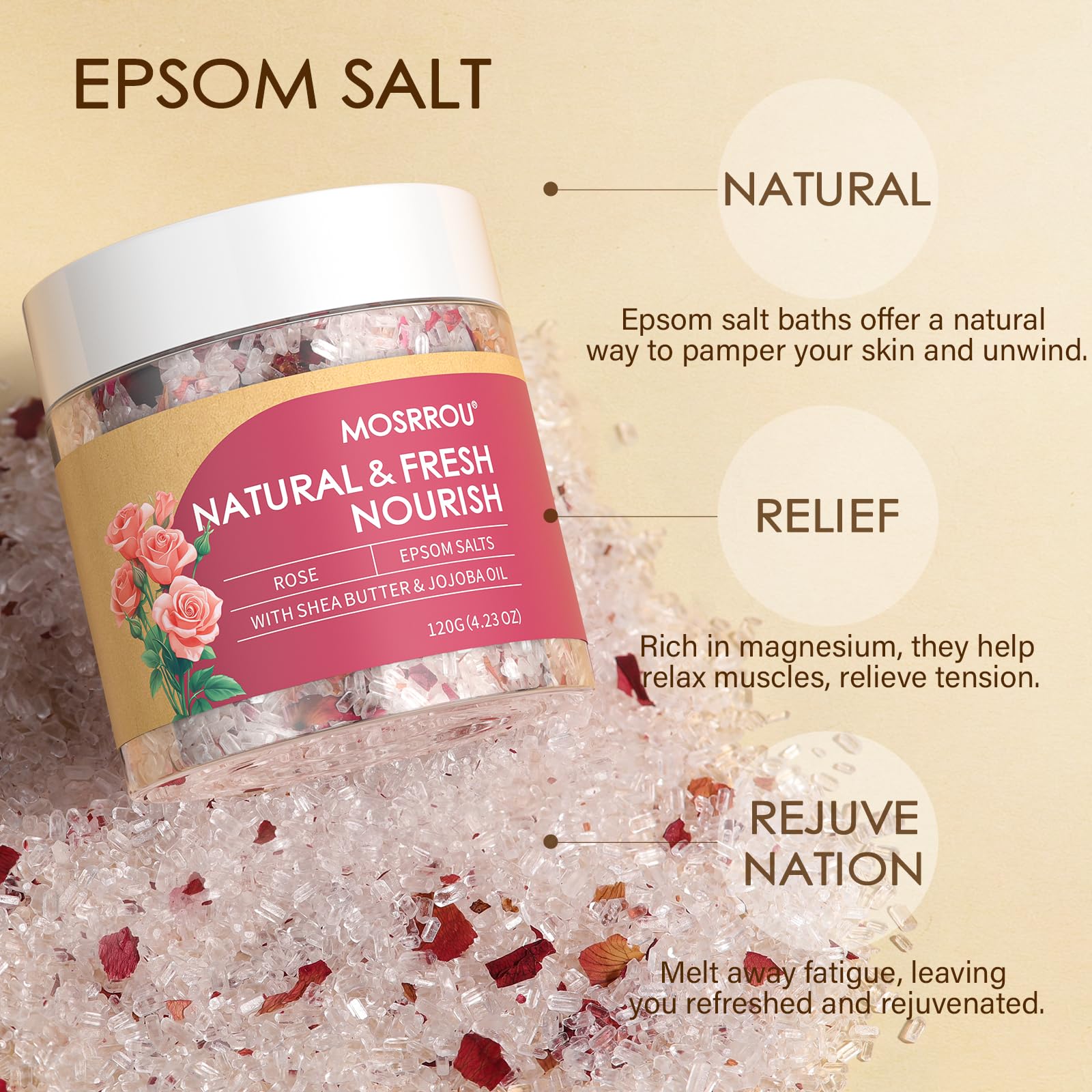 MOSRROU Epsom Bath Salts Gift Set – 6-Piece with Essential Oils