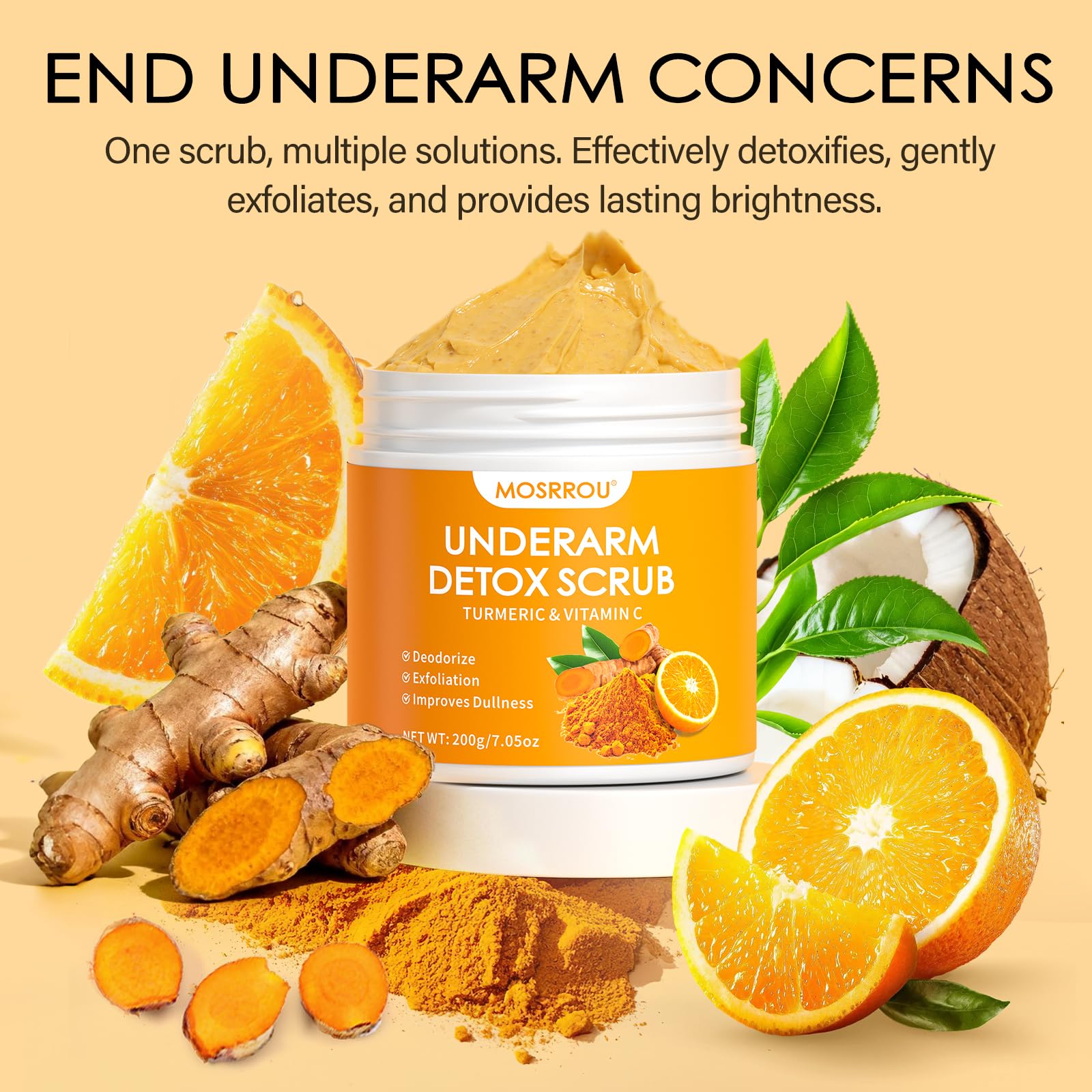 MOSRROU Underarm Detox Scrub with Turmeric & Vitamin C | Odor Control & Even Tone