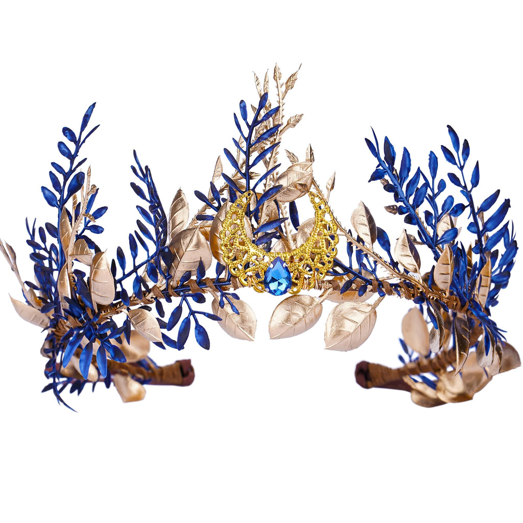MOSTORY Blue Woodland Elf Crown - Forest Floral Tiara for Women | Renaissance Faire, Halloween & Cosplay
