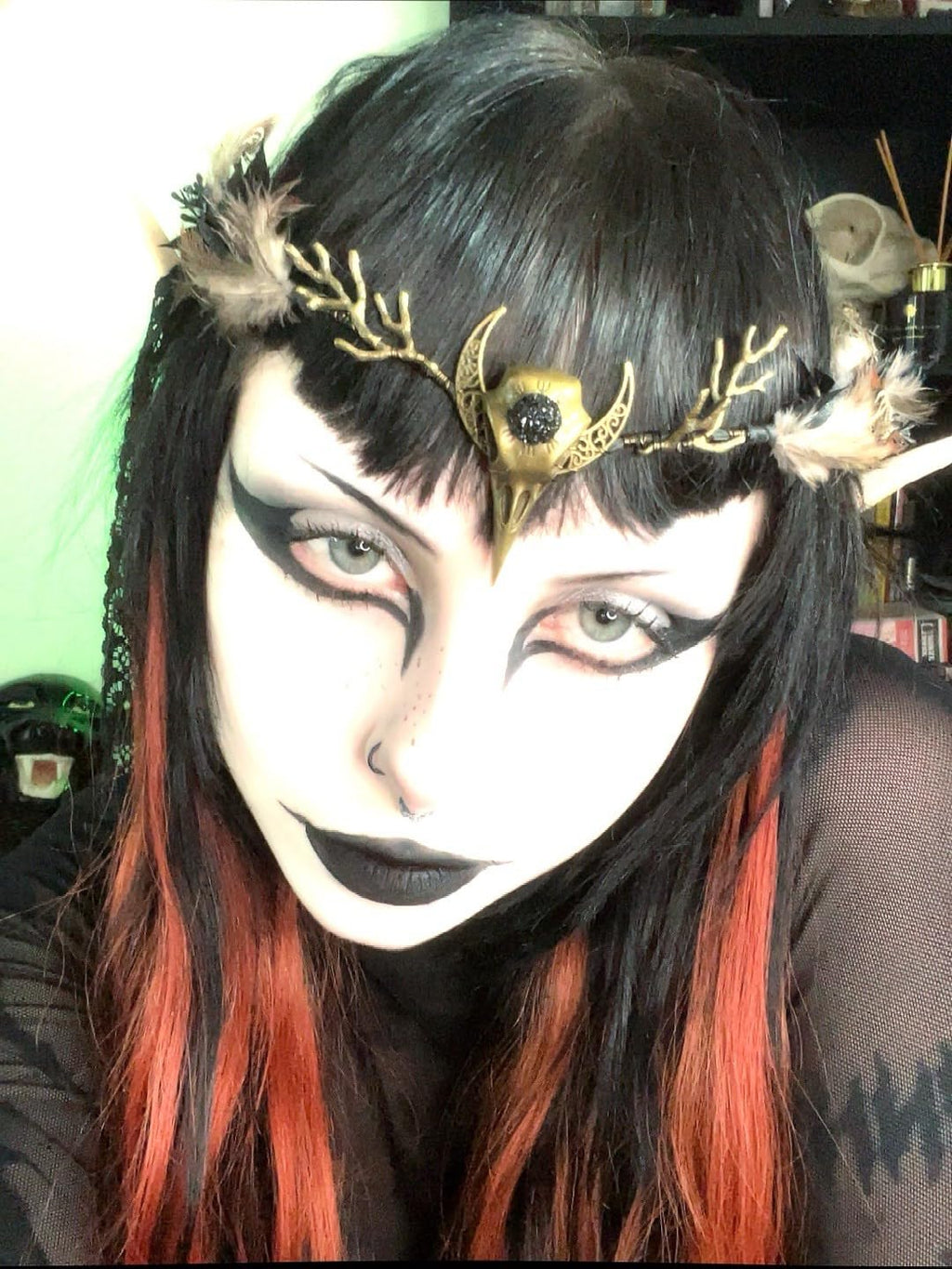 MOSTORY Brown Feather Witch Crown - Handmade Gothic Headpiece for Women | Witch Aesthetic & Cosplay