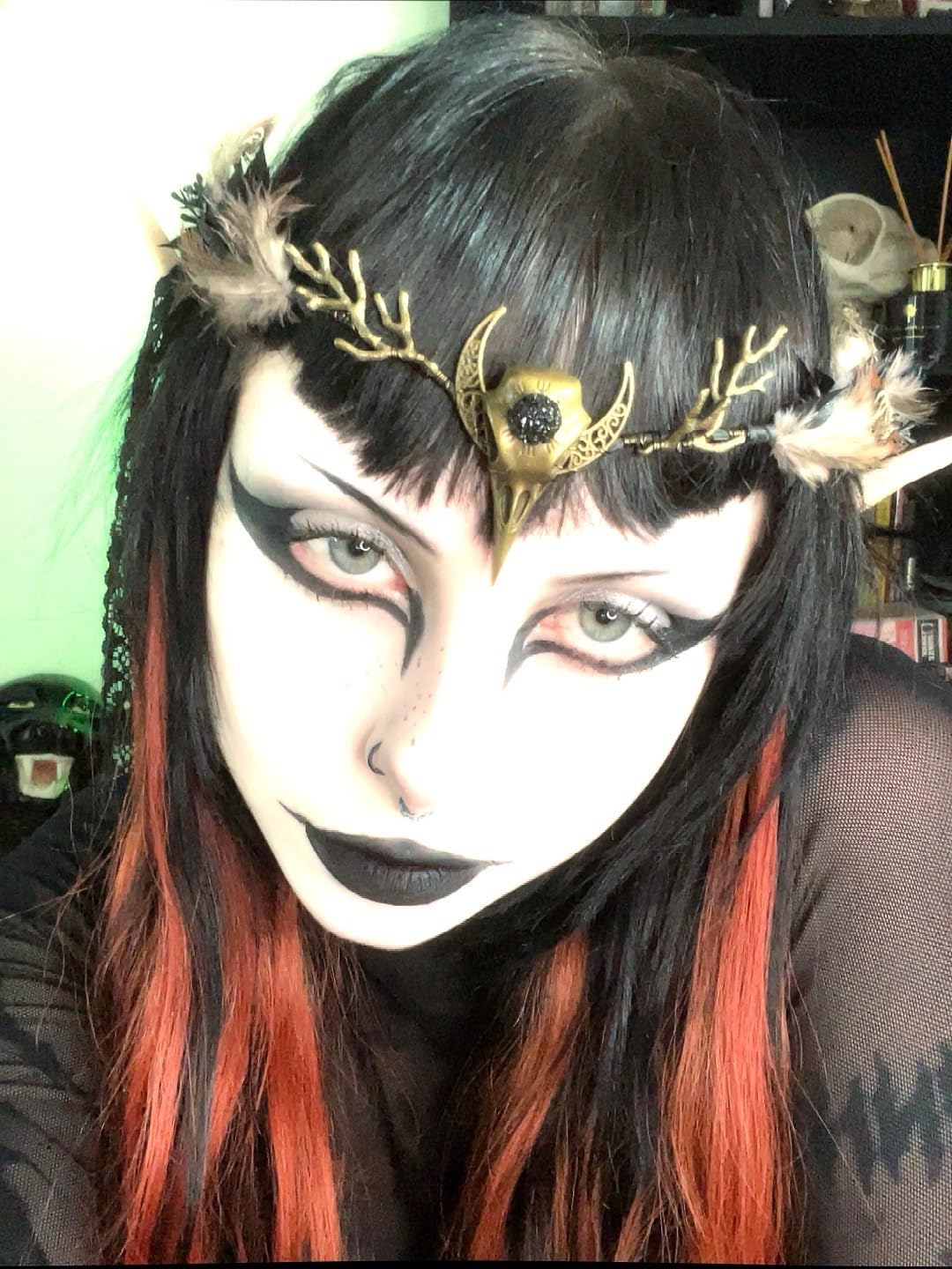 MOSTORY Brown Feather Witch Crown - Handmade Gothic Headpiece for Women | Witch Aesthetic & Cosplay