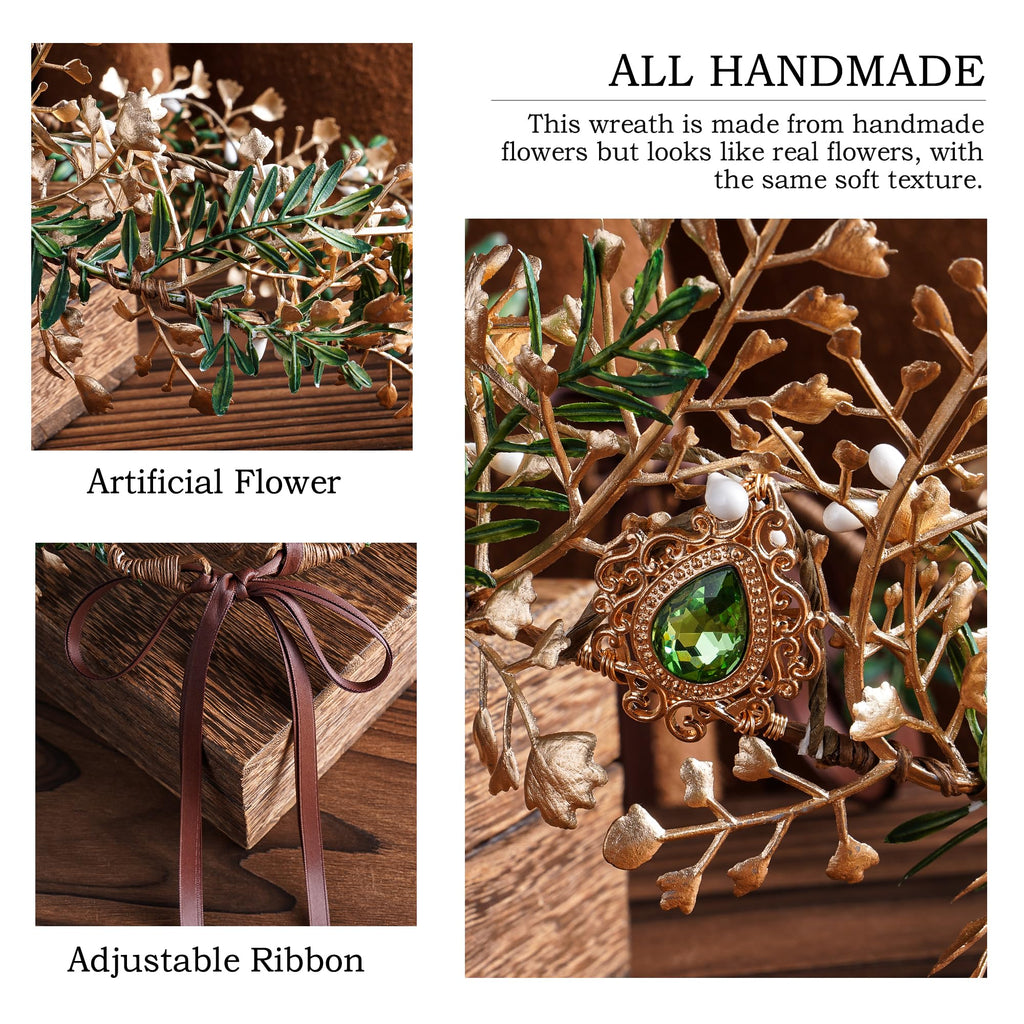 MOSTORY Woodland Fairy Flower Crown – Handmade Leaf Elf Headband for Cosplay, Halloween & Weddings