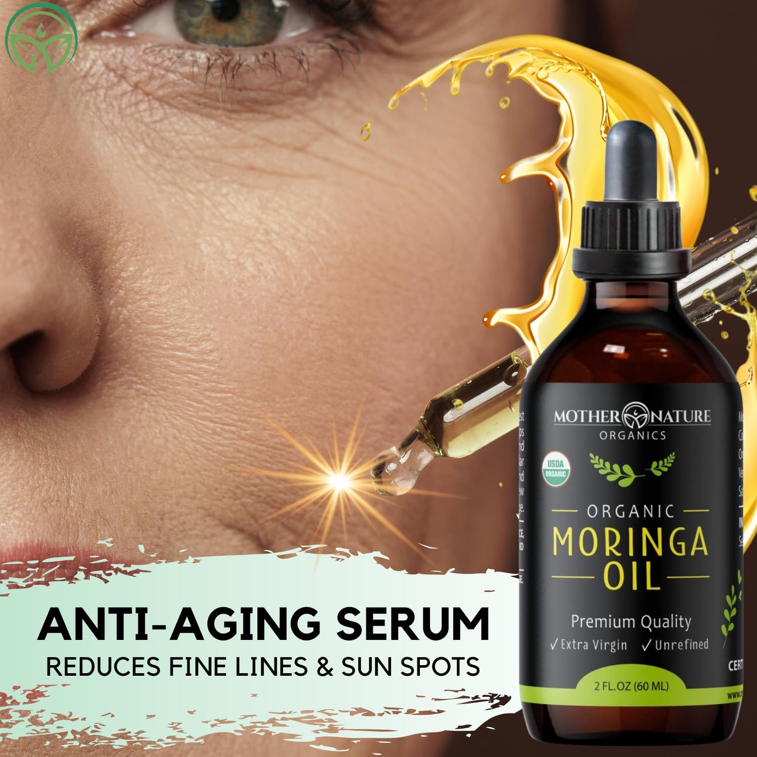 Mother Nature Organics Moringa Oil — USDA Organic, 100% Pure Cold-Pressed (2oz), Non-GMO & Vegan
