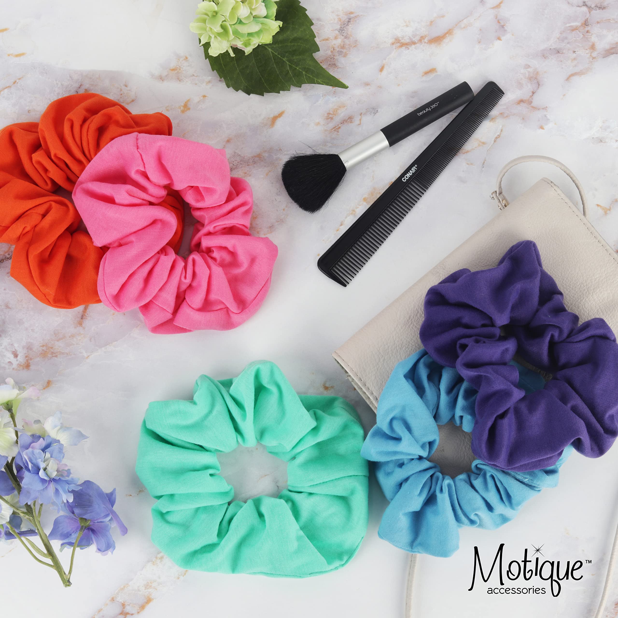 Motique Accessories Jumbo Cotton Scrunchie Hair Tie - Black