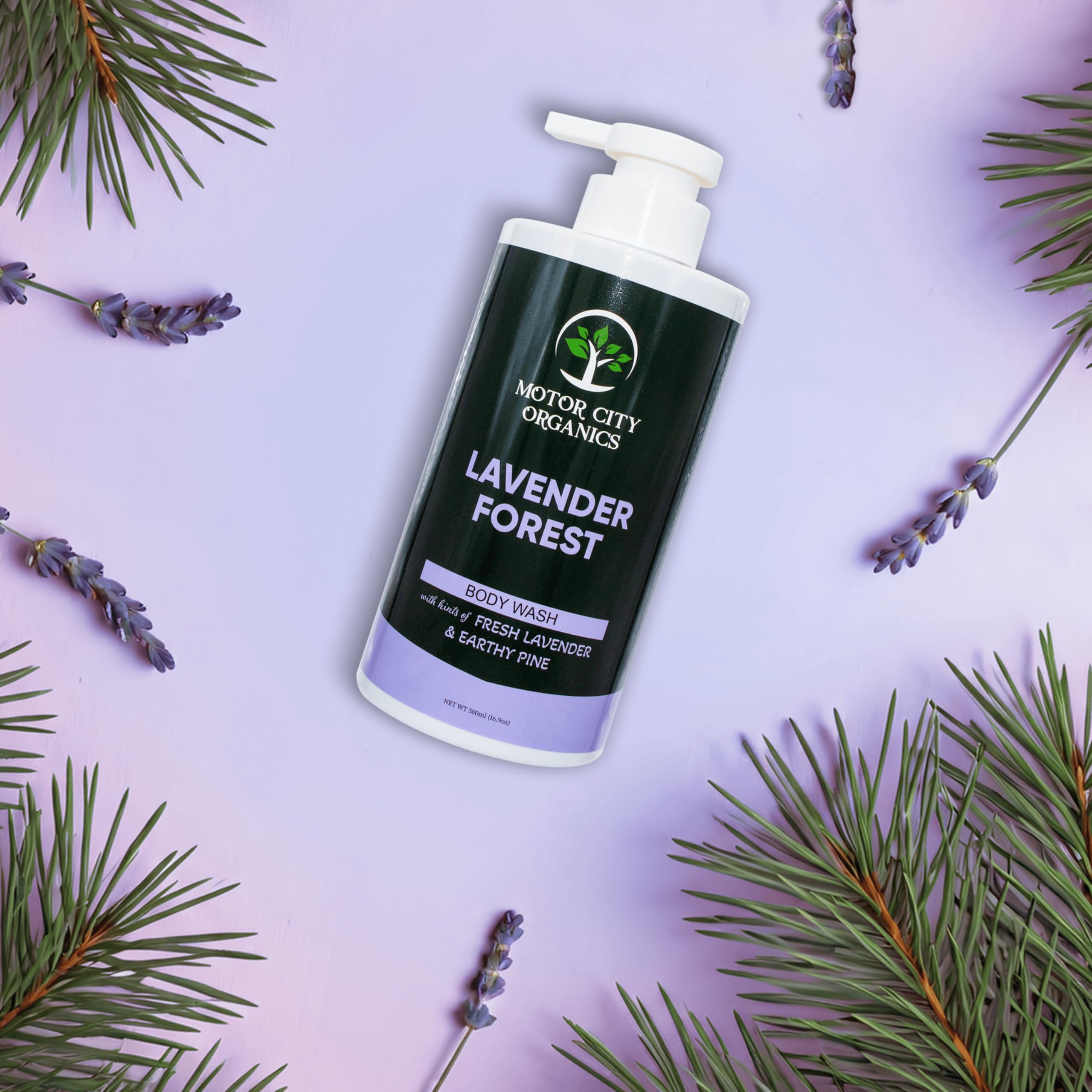 Motor City Organics Lavender Forest Body Wash - Calming Lavender & Herbal Extracts, 16.9 oz, Paraben-Free